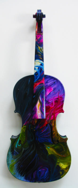 Hand-painted art violin for Sellersville Theater charity auction